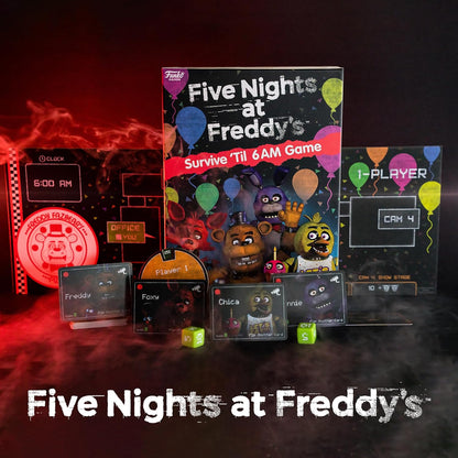 Funko Games - Five Nights at Freddy's - Overleven tot 06:00 - Spel, Griezelig Strategisch Bordspel Voor Volwassenen & Kinderen vanaf 8 jaar, Gezelschapsspel met Freddy Fazbear, 1 tot 2 Spelers