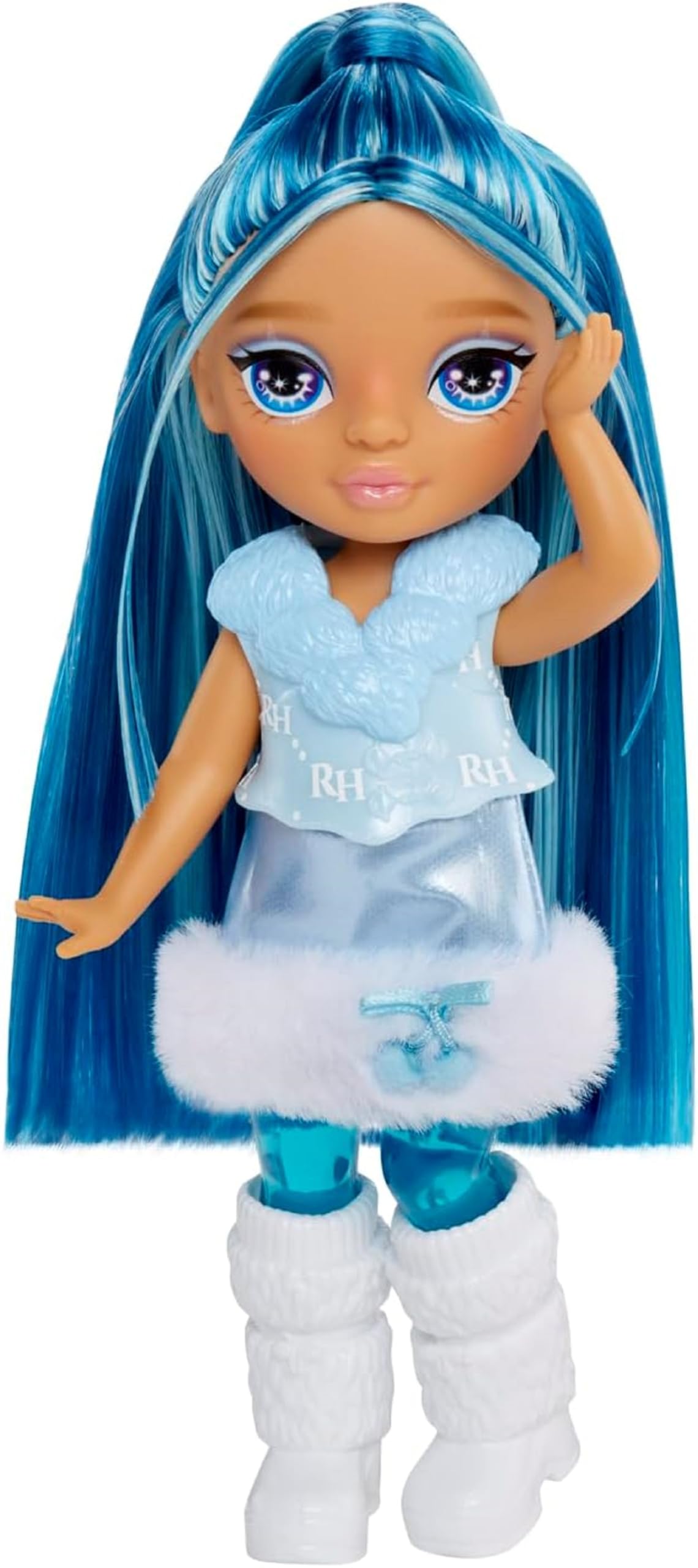 Rainbow High Littles Rainbow Fantasy Fairies & Pet - Sapphire, Blue - 14cm Posable Small Doll & Fantasy Dog Pet with Interchangeable Fairy Wings, Cute Present for Children 4+