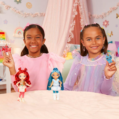 Rainbow High Littles Rainbow Fantasy Fairies & Pet - Sapphire, Blue - 14cm Posable Small Doll & Fantasy Dog Pet with Interchangeable Fairy Wings, Cute Present for Children 4+