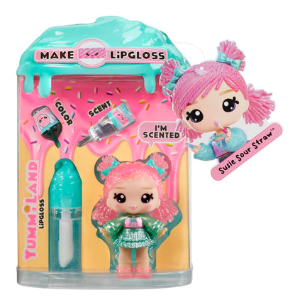 Yummiland Lip Gloss Poupée - Susie Sour Straw - Inclut le Kit DIY Lip Gloss, Convient aux Enfants de 4 Ans et Plus