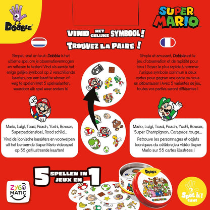 Asmodee - Dobble: Super Mario – Gesellschaftsspiele – Kartenspiel – Spiel für Kinder, Erwachsene und Familie – Schnelligkeit und Beobachtung – ab 6 Jahren – 2 bis 8 Spieler – 15 Minuten –