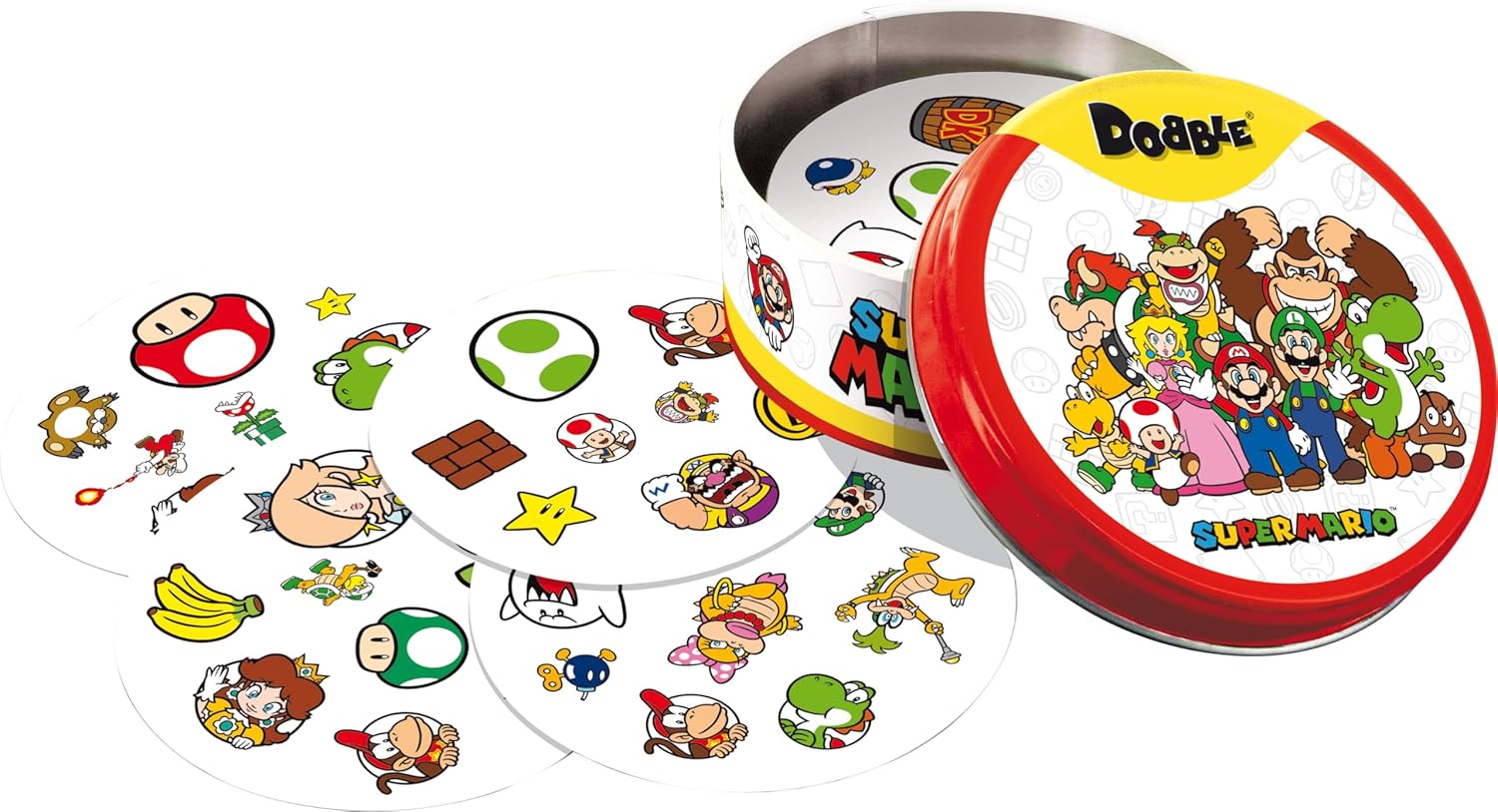 Asmodee - Dobble: Super Mario – Gesellschaftsspiele – Kartenspiel – Spiel für Kinder, Erwachsene und Familie – Schnelligkeit und Beobachtung – ab 6 Jahren – 2 bis 8 Spieler – 15 Minuten –