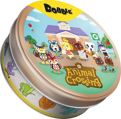 Asmodee - Dobble Animal Crossing - Fun Familie Kartenspiel - Schnelle Beobachtung Spiel - 15 Min Spielzeit - 2-8 Spieler - Alter 4 und älter - Dosen-Box & 55 Karten