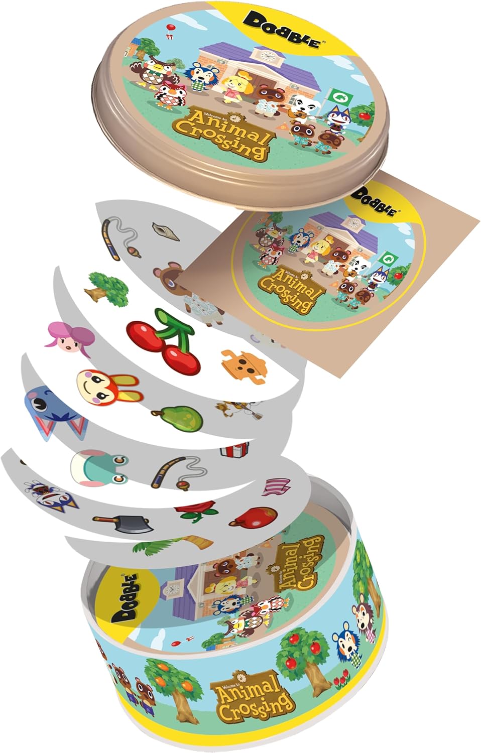Asmodee - Dobble Animal Crossing - Fun Familie Kartenspiel - Schnelle Beobachtung Spiel - 15 Min Spielzeit - 2-8 Spieler - Alter 4 und älter - Dosen-Box & 55 Karten