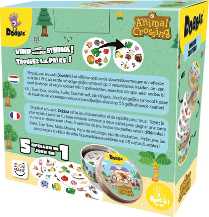 Asmodee - Dobble Animal Crossing - Fun Familie Kartenspiel - Schnelle Beobachtung Spiel - 15 Min Spielzeit - 2-8 Spieler - Alter 4 und älter - Dosen-Box & 55 Karten