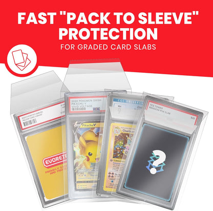 EVORETRO PSA Slab Protector Sleeves – 100 Pack Resealable PSA Graded Card Sleeves, Premium Acid-Free Team Bags for Trading Cards, Archival-Safe, Crystal Clear Card Slab Protection