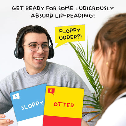 Lucky Egg Sorry What - Lip Reading Friends Party Game Based On The Headphone Challenge TikTok Trend - 2+ Players 40,000 Funny Word Phrase Combinations Card Game for Friends (Family Edition