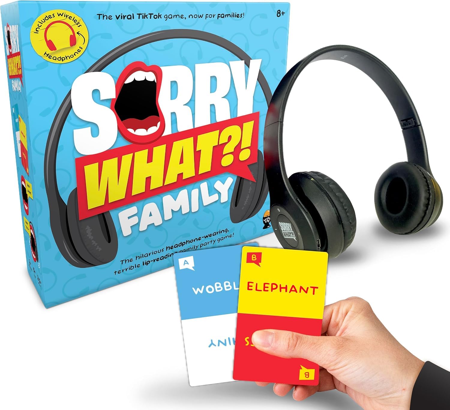Lucky Egg Sorry What - Lip Reading Friends Party Game Based On The Headphone Challenge TikTok Trend - 2+ Players 40,000 Funny Word Phrase Combinations Card Game for Friends (Family Edition