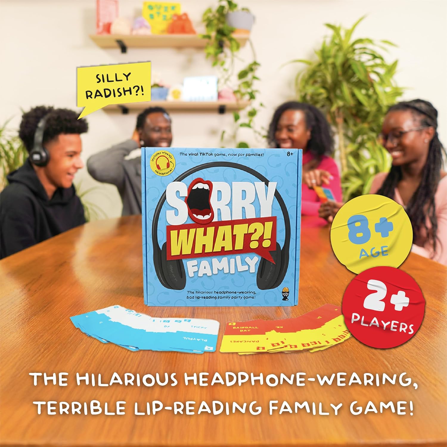 Lucky Egg Sorry What - Lip Reading Friends Party Game Based On The Headphone Challenge TikTok Trend - 2+ Players 40,000 Funny Word Phrase Combinations Card Game for Friends (Family Edition