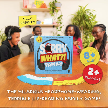 Lucky Egg Sorry What - Lip Reading Friends Party Game Based On The Headphone Challenge TikTok Trend - 2+ Players 40,000 Funny Word Phrase Combinations Card Game for Friends (Family Edition