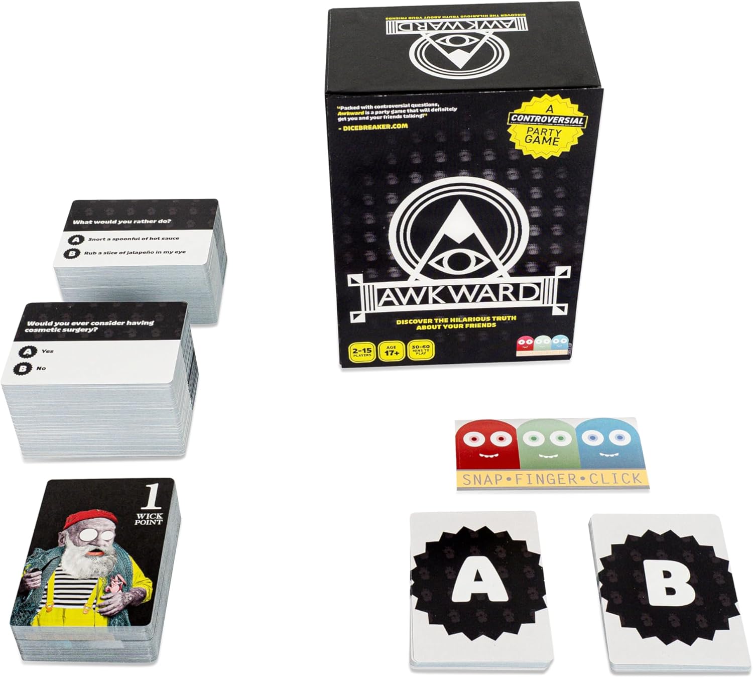 Snap Finger Click Awkward: Controversial Party Game | Card Game For Ages 17+ Adults | Get To Know Your Friends by Answering Some Awkward Questions | Ideal for a Fun Games Night