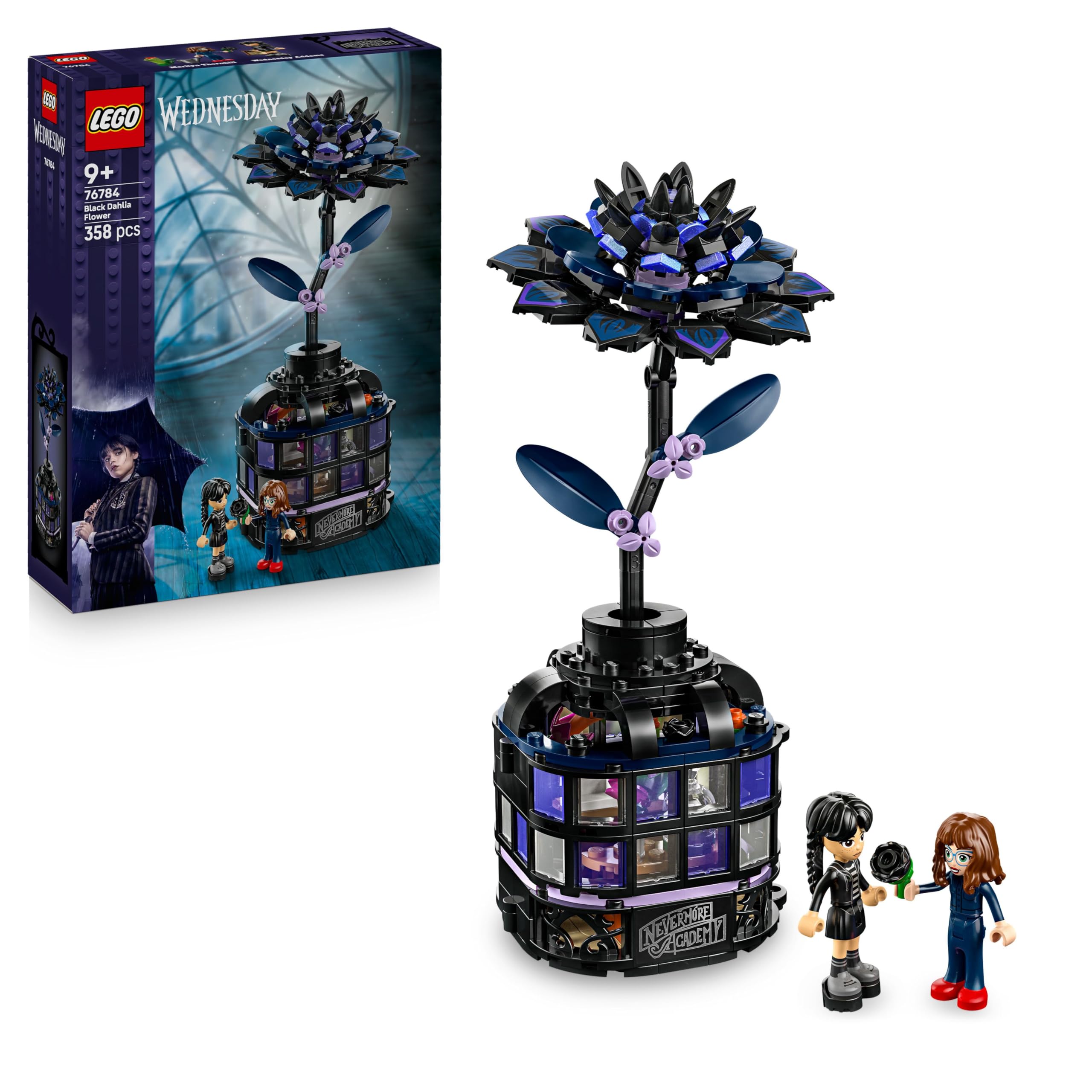 LEGO Wednesday Black Dahlia Flower Toy - Opening Play and Display Model with 2 Mini Dolls & Accessories - Gift for 9+ Year Old Girls, Boys & TV Show Fans - 76784