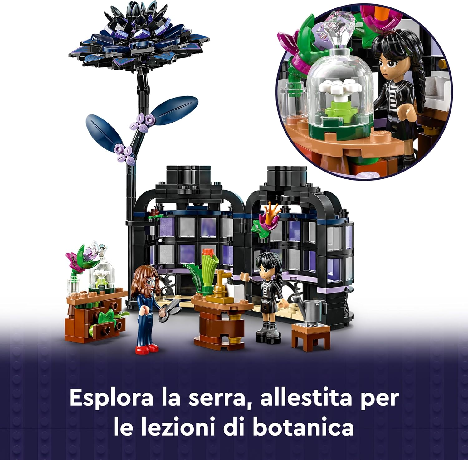 LEGO Wednesday Black Dahlia Flower Toy - Opening Play and Display Model with 2 Mini Dolls & Accessories - Gift for 9+ Year Old Girls, Boys & TV Show Fans - 76784