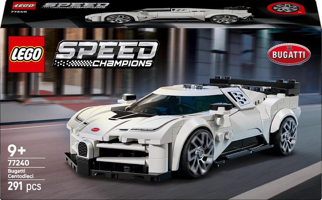 LEGO Speed Champions Bugatti Centodieci Hyper Sports Car Toy - Car Model Kit with a Driver Minifigure - Birthday Gift for 9+ Year Old Boys - 77240
