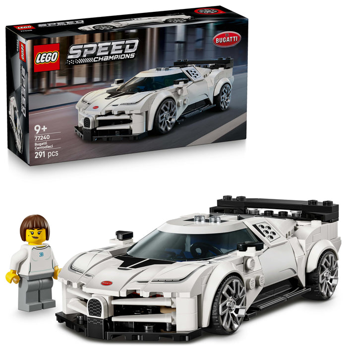 LEGO Speed Champions Bugatti Centodieci Hyper Sports Car Toy - Car Model Kit with a Driver Minifigure - Birthday Gift for 9+ Year Old Boys - 77240