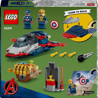 LEGO ǀ Marvel Captain America vs. Thanos - Avengers Building Toy with a Jet Plane & 2 Minifigures with Accessories incl. Cap's Shield - Super Hero Gift for 4+ Year Old Boys - 76319
