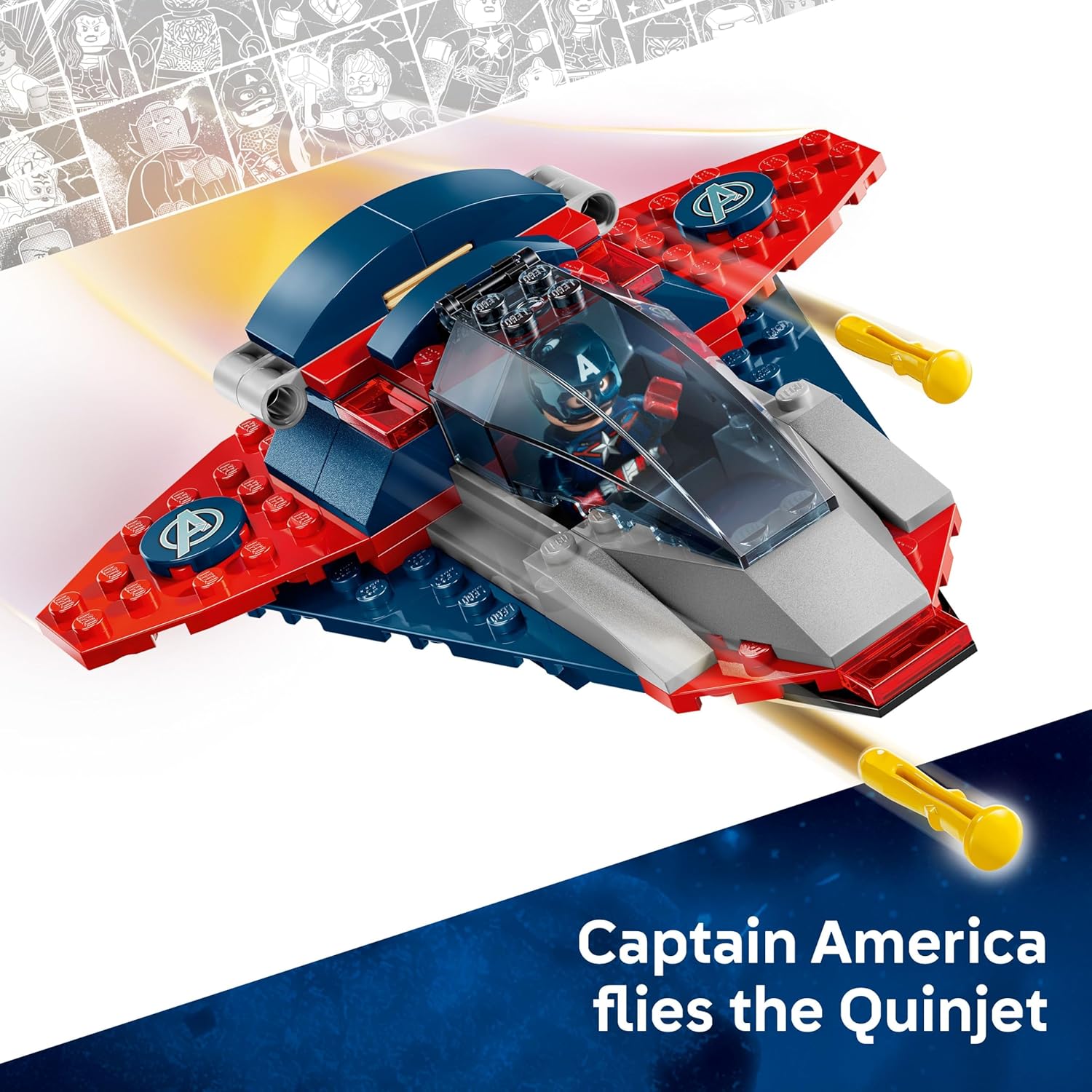 LEGO ǀ Marvel Captain America vs. Thanos - Avengers Building Toy with a Jet Plane & 2 Minifigures with Accessories incl. Cap's Shield - Super Hero Gift for 4+ Year Old Boys - 76319