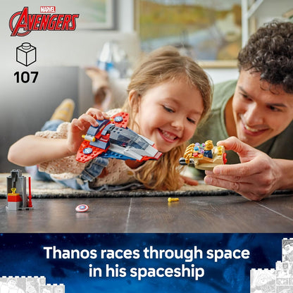 LEGO ǀ Marvel Captain America vs. Thanos - Avengers Building Toy with a Jet Plane & 2 Minifigures with Accessories incl. Cap's Shield - Super Hero Gift for 4+ Year Old Boys - 76319