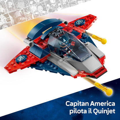 LEGO ǀ Marvel Captain America vs. Thanos - Avengers Building Toy with a Jet Plane & 2 Minifigures with Accessories incl. Cap's Shield - Super Hero Gift for 4+ Year Old Boys - 76319