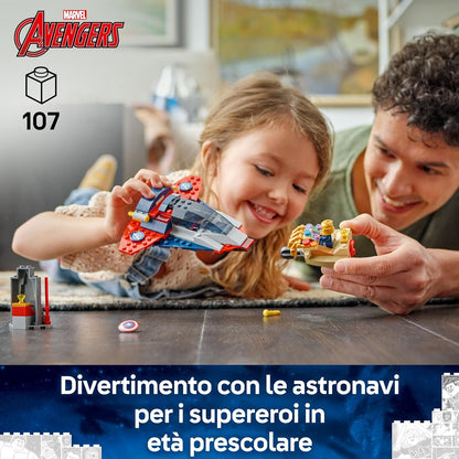 LEGO ǀ Marvel Captain America vs. Thanos - Avengers Building Toy with a Jet Plane & 2 Minifigures with Accessories incl. Cap's Shield - Super Hero Gift for 4+ Year Old Boys - 76319