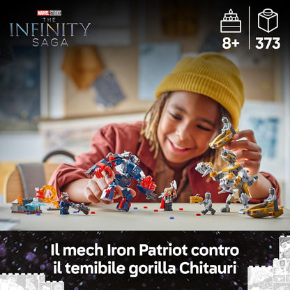 LEGO ǀ Marvel Avengers: Endgame Thor vs. Chitauri - Building Toy with a Mech, Gorilla Figure & 7 Minifigures incl. Thor, Rocket & Iron Patriot - Super Hero Gift for 8+ Year Old Boys - 76322