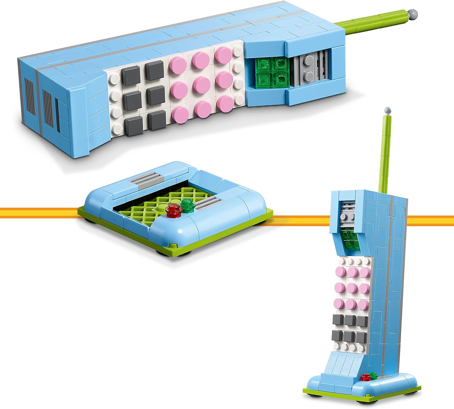 LEGO Creator 3in1 Retro Telephone Toy with Rotary Dial - Transforms into a 1980s Model or 2 Mobile Phones from the 2000s - Creative Gift for 8+ Year Old Girls & Boys - 31174