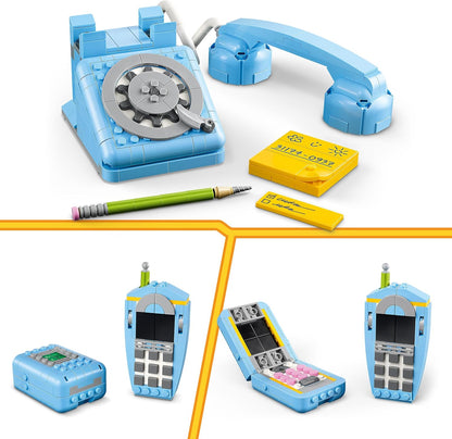 LEGO Creator 3in1 Retro Telephone Toy with Rotary Dial - Transforms into a 1980s Model or 2 Mobile Phones from the 2000s - Creative Gift for 8+ Year Old Girls & Boys - 31174