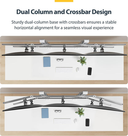 StarTech.com Six-Monitor Desk Mount w/Crossbar, Up To 32-inch Computer Screens/Max 17.6lb each, Dual Column, C-clamp/Grommet