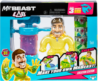 MRBEAST LAB Make Your Own Stretchy, Goo Filled MrBeast With The Creation Station, With 3 Unique Goo Fillings, Mix, Fill & Create Your Own Stretchy MrBeast Action Figure Again And Again