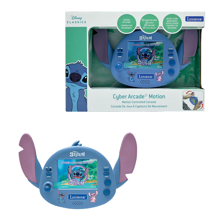 Lexiboek - Disney Stitch - Compacte Draagbare Cyber Arcade Console, 50 Spellen, LCD-kleurenscherm, Werkt op batterijen, JL3180D