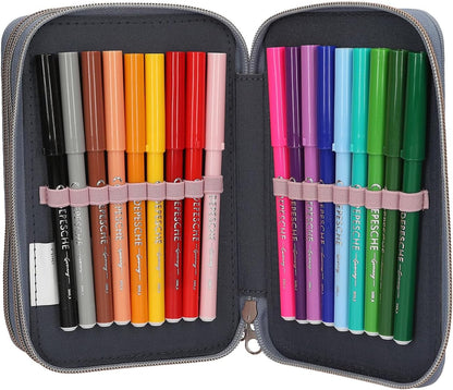 Miss Melody - Triple Pencil Case With 3D Effect - Smoky Blue