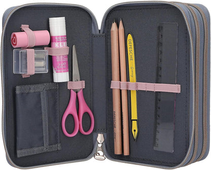 Miss Melody - Triple Pencil Case With 3D Effect - Smoky Blue