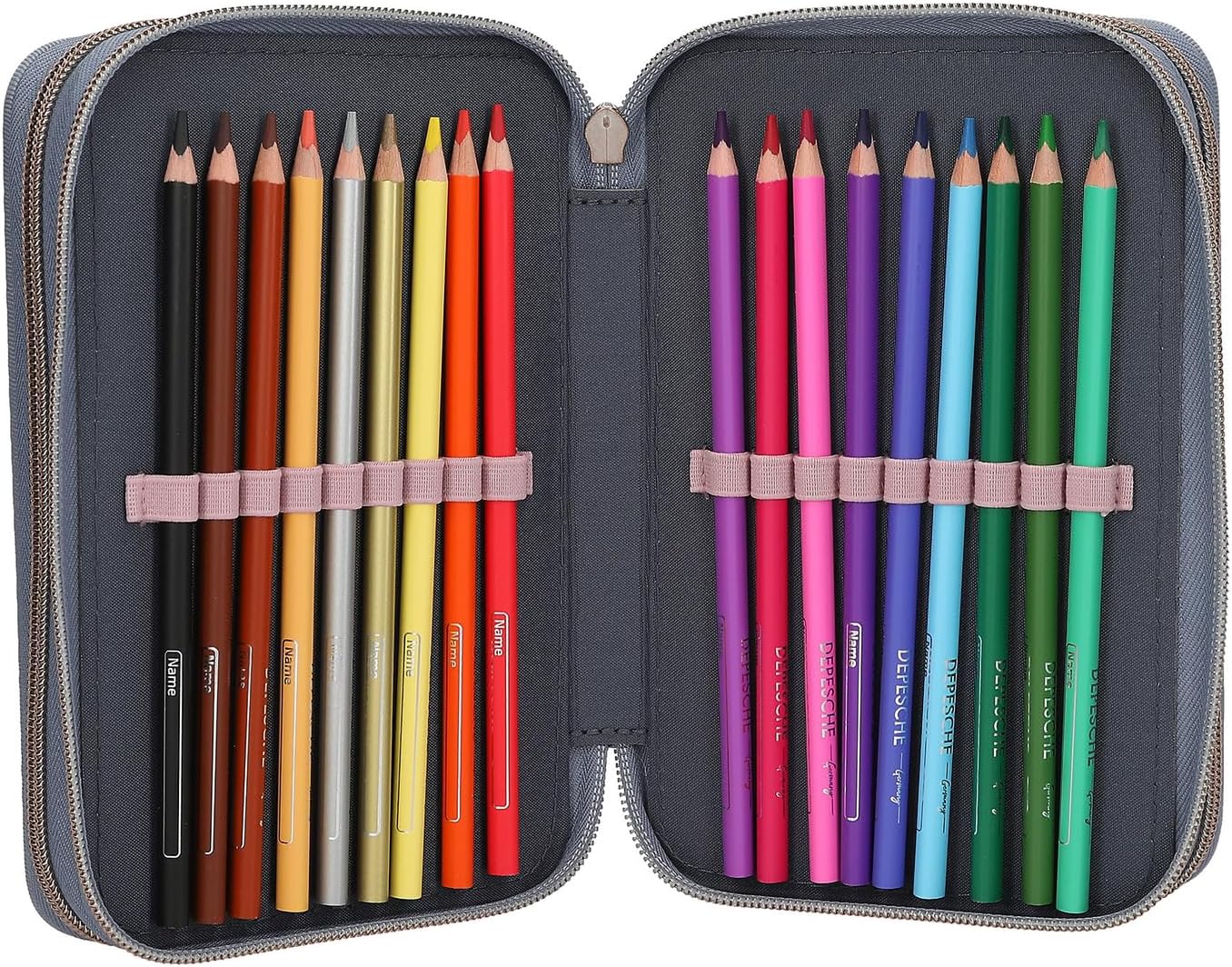 Miss Melody - Triple Pencil Case With 3D Effect - Smoky Blue