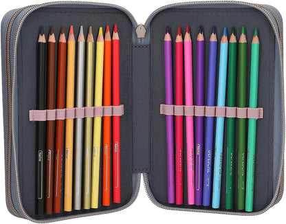 Miss Melody - Triple Pencil Case With 3D Effect - Smoky Blue
