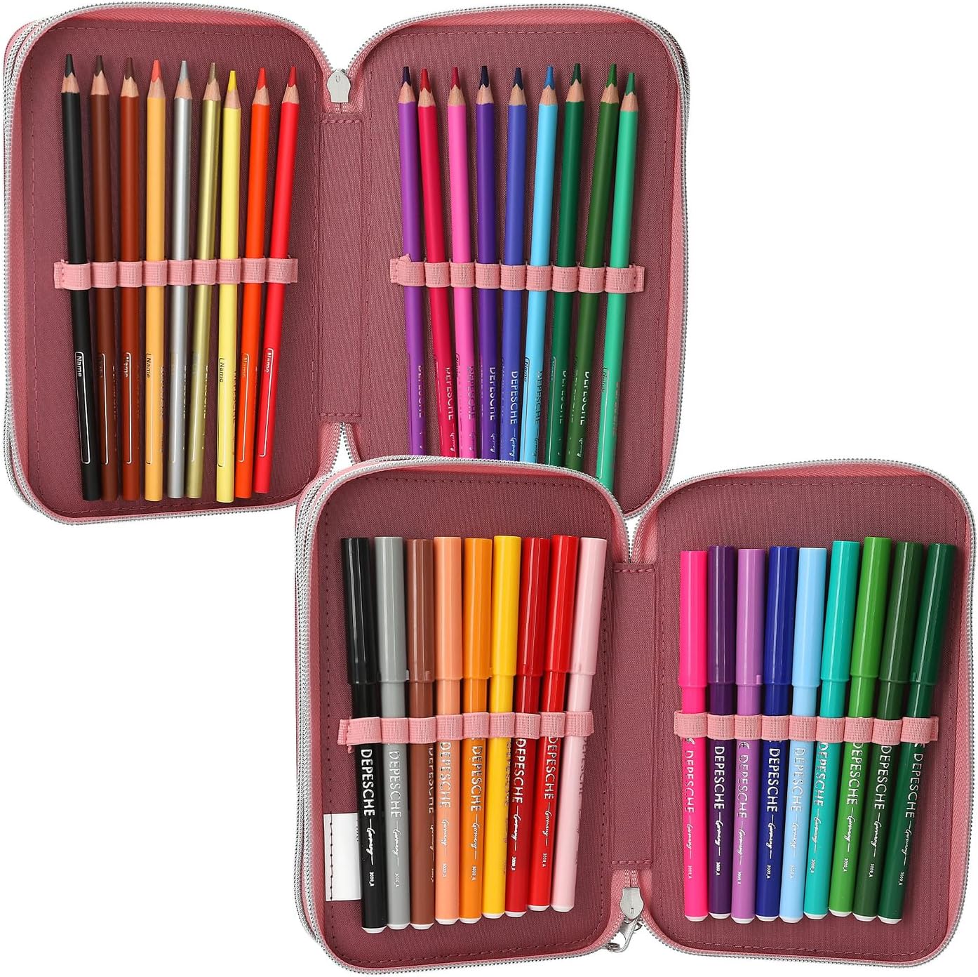 Miss Melody - Triple Pencil Case Led - Rust-Colored