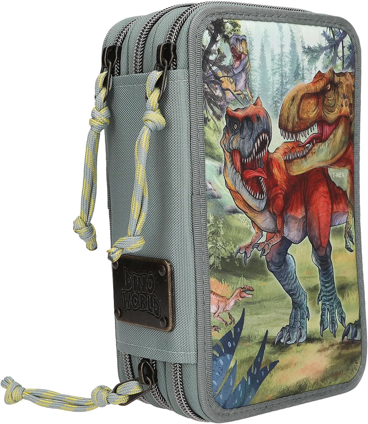 Dino World - Triple Pencil Case Bite - Grey-Green