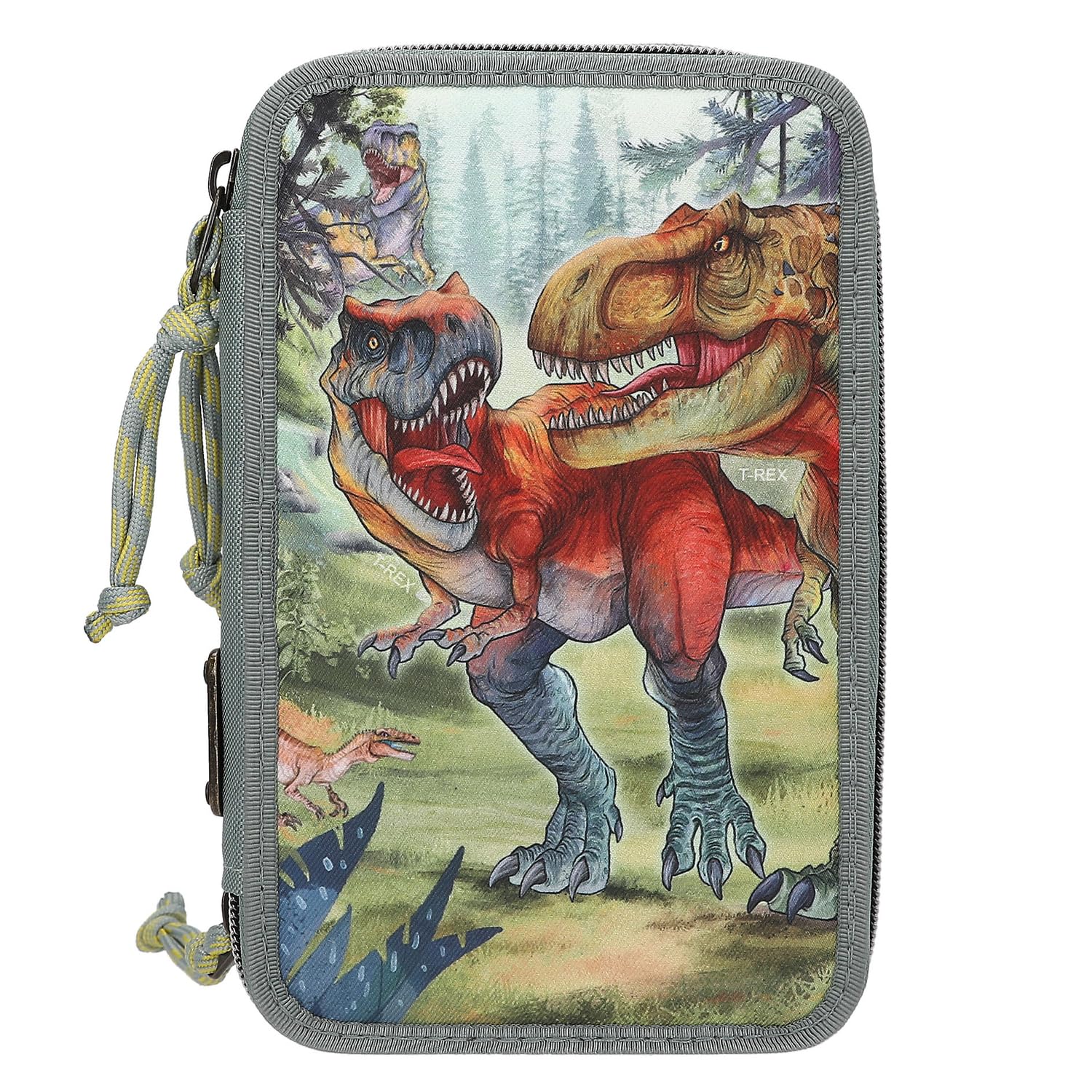 Dino World - Triple Pencil Case Bite - Grey-Green