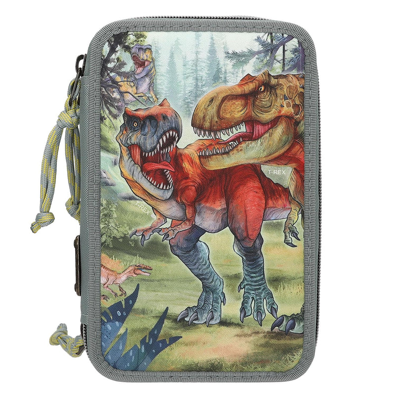 Dino World - Triple Pencil Case Bite - Grey-Green