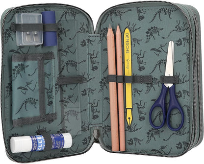 Dino World - Triple Pencil Case Bite - Grey-Green