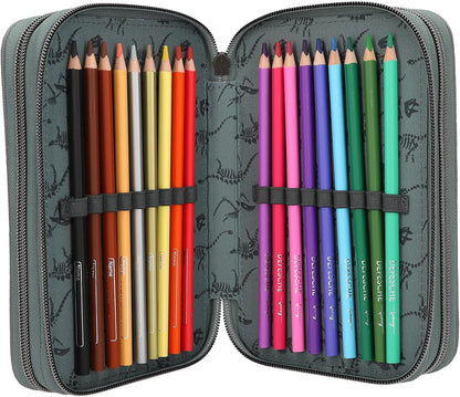 Dino World - Triple Pencil Case Bite - Grey-Green