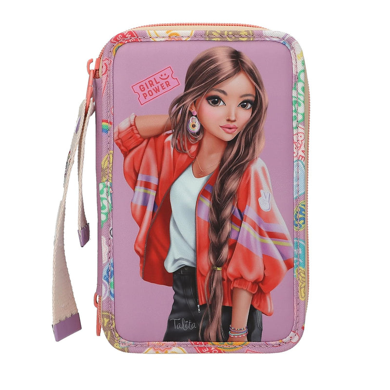 Topmodel - Topmodel Triple Pencil Case With Pendant Girl Power - Purple