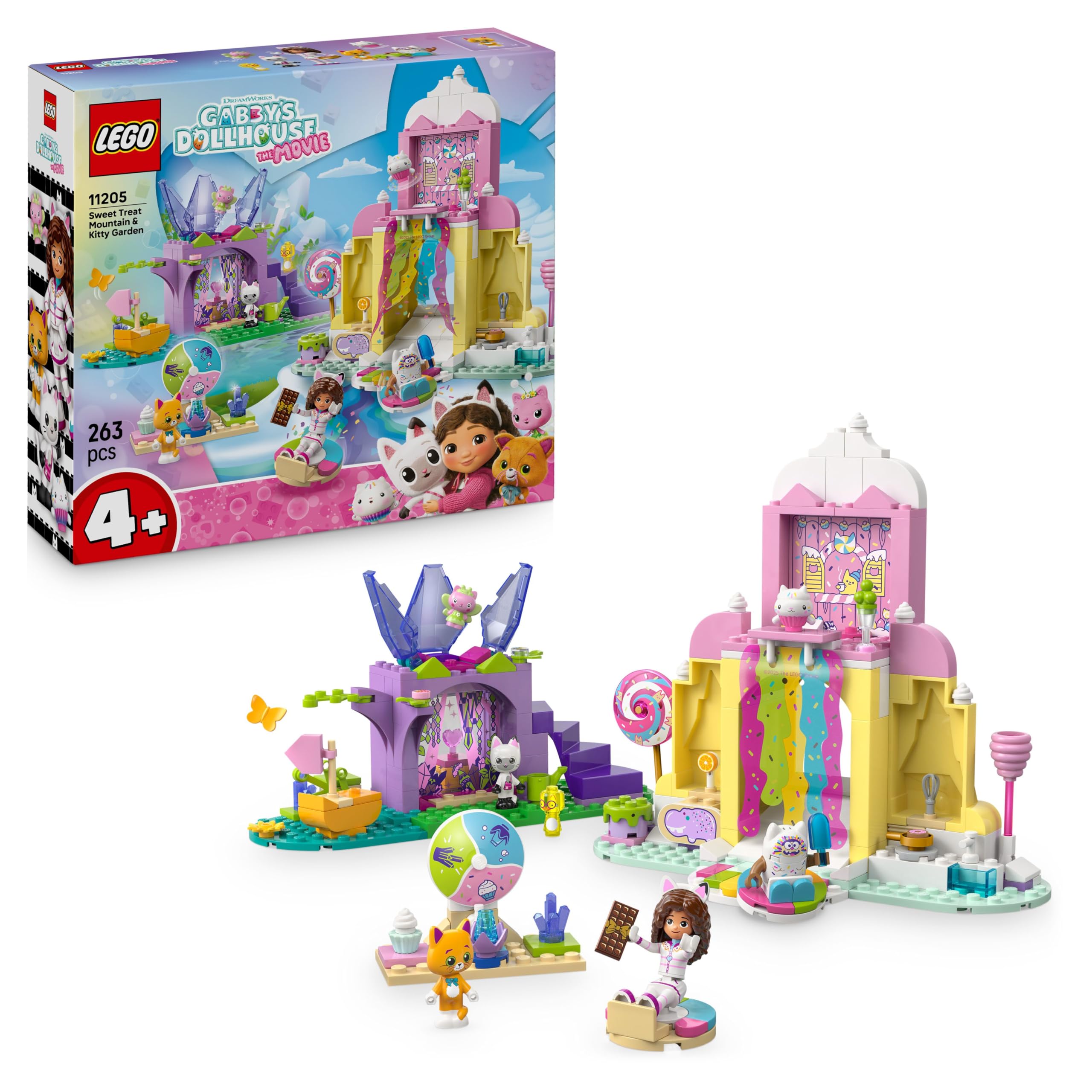 LEGO Gabby's Dollhouse Sweet Treat Mountain & Kitty Garden Toy - incl. a Mini Doll, Pandy Paws & Kitty Fairy Figures plus Food Accessories - Gift for 4+ Year Old Girls & Movie Fans - 11205
