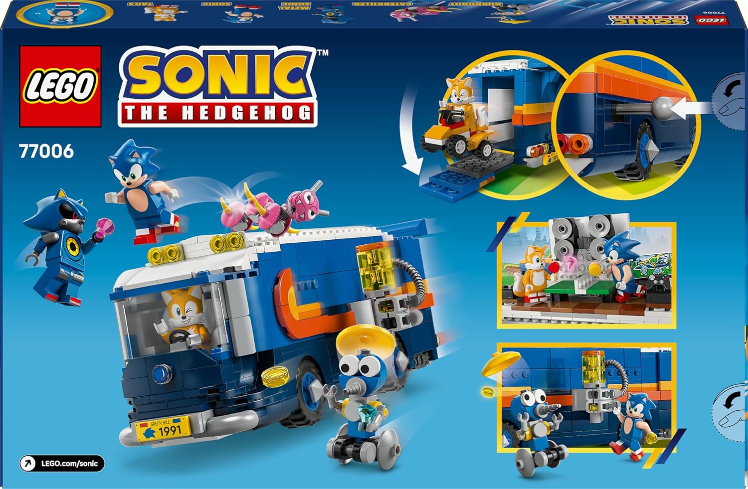 LEGO Sonic the Hedgehog Team Sonic Command Truck Toy - Interactive Set with an ATV Car & 5 Figures incl. Tails - Gift for 8+ Year Old Boys, Girls & Gaming Fans - 77006