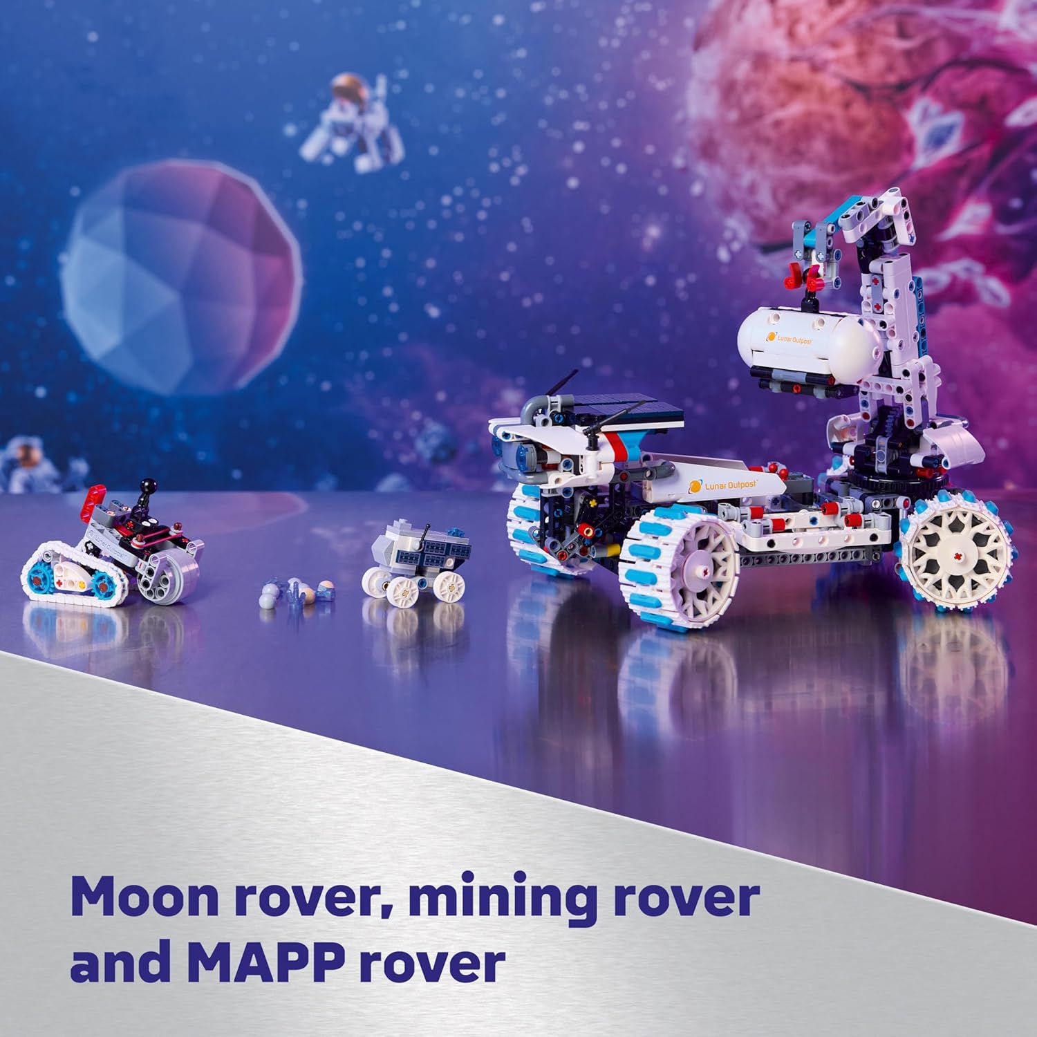 LEGO Technic Lunar Outpost Moon Rover Space Vehicle - Interactive STEM Toy with a Crane & Solar Panels - Robot Model - Birthday Gift for 10+ Year Old Boys & Girls - 42211