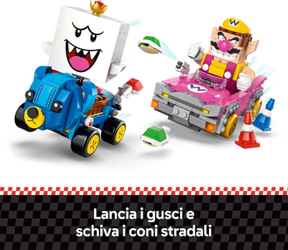 LEGO Super Mario: Mario Kart – Wario & King Boo - Interactive Toy incl. 2 Cars & 2 Figures for Play and Display - Gaming Gift for 8+ Year Old Boys & Girls - 72038