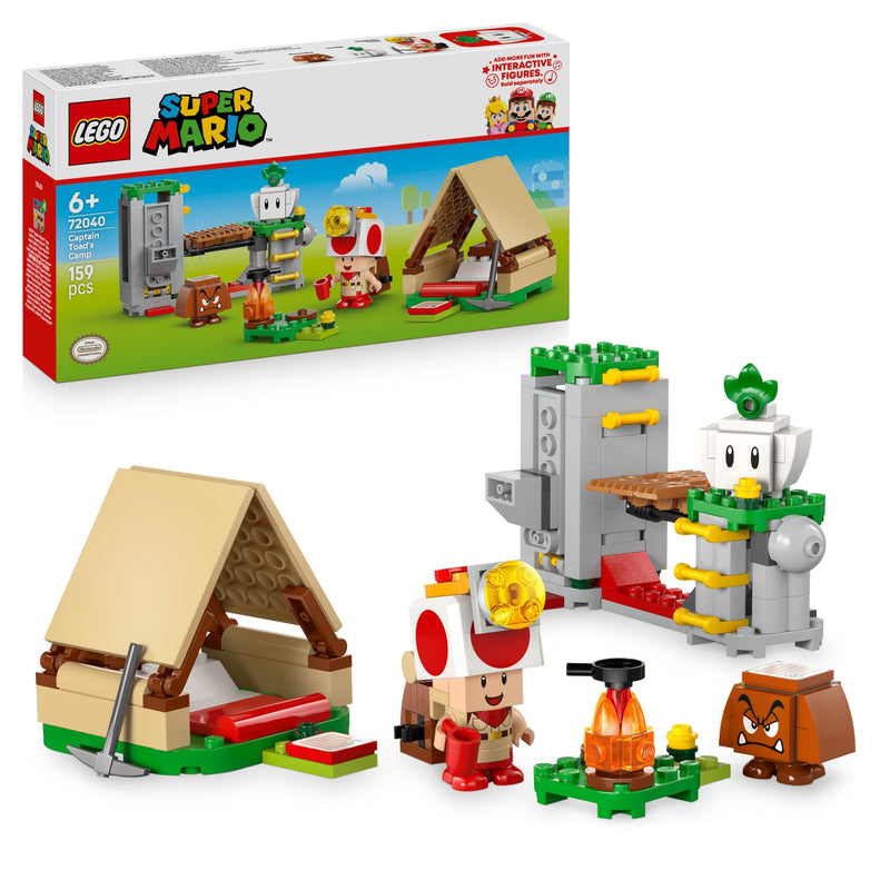 LEGO Super Mario Captain Toad's Camp - Interactive Toy with 3 Figures incl. a Goomba, plus a Tent & Collapsing Bridge - Gamer Gift for 6+ Year Old Boys & Girls - 72040