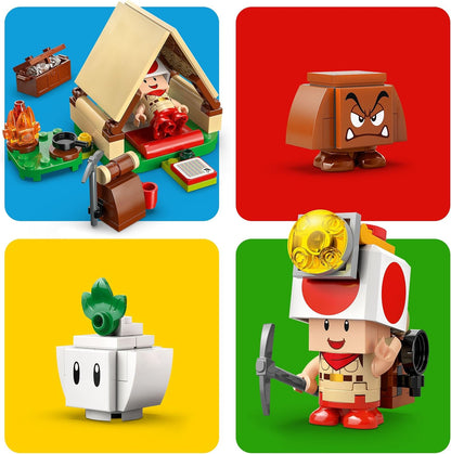 LEGO Super Mario Captain Toad's Camp - Interactive Toy with 3 Figures incl. a Goomba, plus a Tent & Collapsing Bridge - Gamer Gift for 6+ Year Old Boys & Girls - 72040
