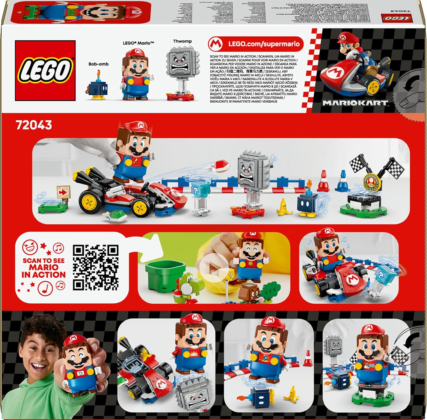 LEGO Mario Kart – Interactive Mario & Standard Kart - Toy Race Course with a Car, 3 Figures, a Podium & Barriers - Gamer Gift for 7+ Year Old Boys & Girls - 72043