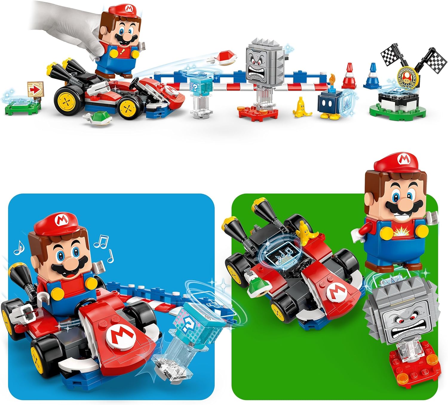 LEGO Mario Kart – Interactive Mario & Standard Kart - Toy Race Course with a Car, 3 Figures, a Podium & Barriers - Gamer Gift for 7+ Year Old Boys & Girls - 72043
