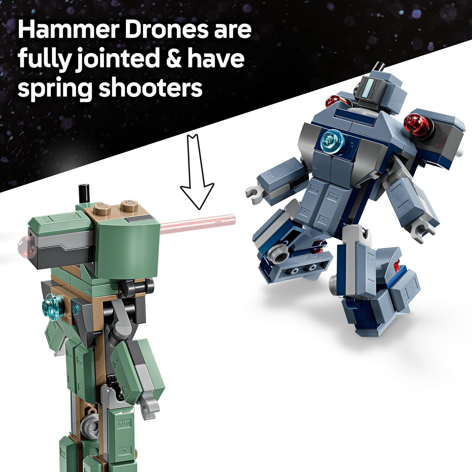 LEGO ǀ Marvel Iron Man & War Machine vs. Hammer Drones - Building Toy with 2 Minifigures & 2 Action Figures with Stud Shooters - Super Hero Gift for 7+ Year Old Boys - 76320